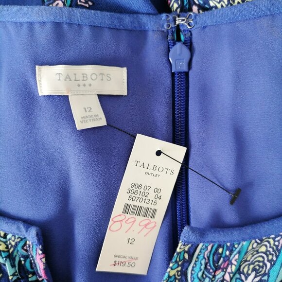 NWT Talbots Womens Blue V-Neck Paisley Print Y2K Whimsigoth Maxi Dress Size 12 - Picture 5 of 7
